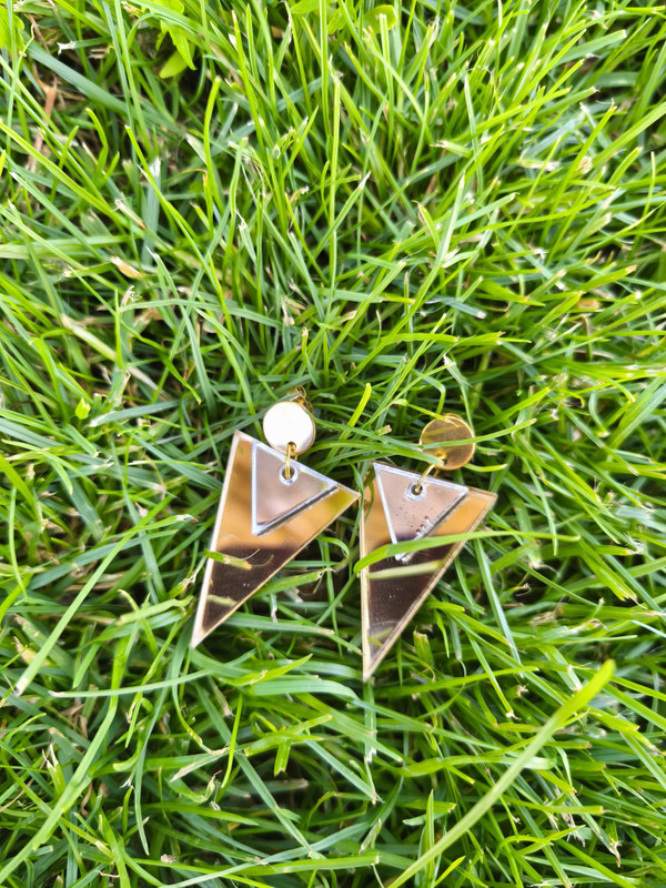 Pendientes Acrílico Dorado y Plateado Espejo