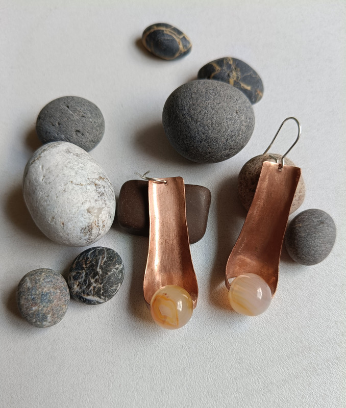 Pendientes Artesanales de Cobre y Ágata